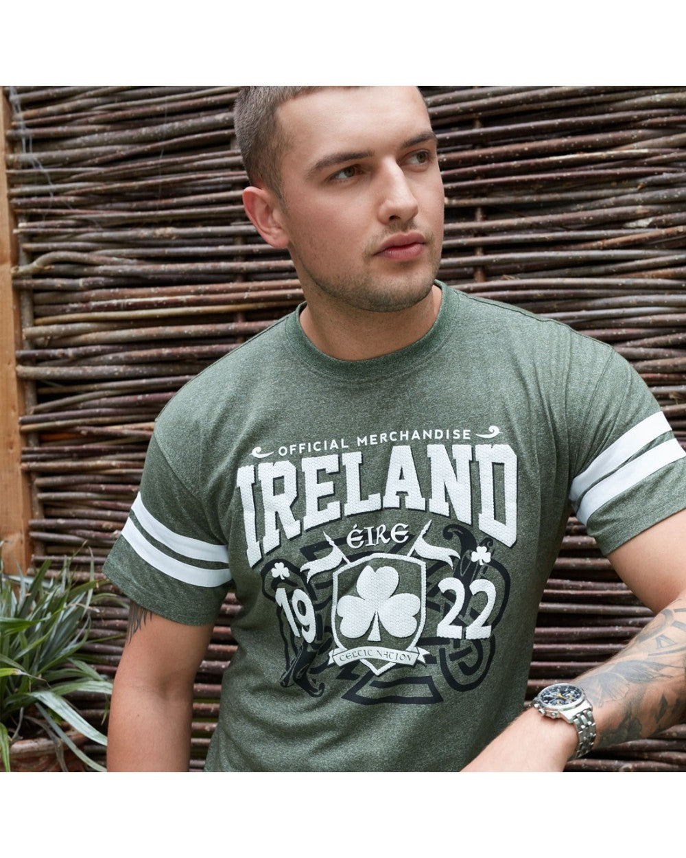 Moss Green Ireland Trademark Tape Sleeve T-shirt